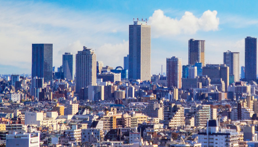 ビルが立ち並んだ画像